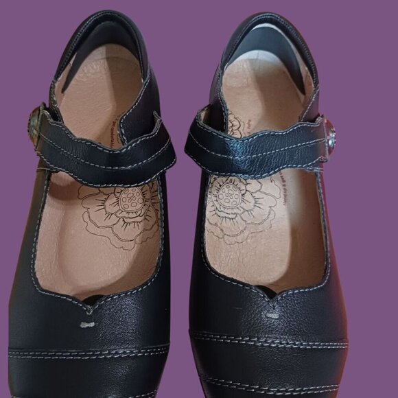 Taos Angel Mary Jane Black Leather With Strap Size 8 - Picture 9 of 16